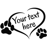 Sticker personnalis coeur et pattes de chien