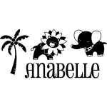 Sticker personnalisé jungle palmier singe lion Sticker personnalisé jungle palmier singe lion