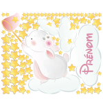 Sticker personnalis prnom lapin attrape les toiles
