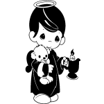 Sticker petit ange tenant un nounours Sticker petit ange tenant un nounours