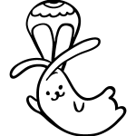 Sticker petit lapin chutant en parachute