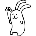 Sticker petit lapin portant une fleur