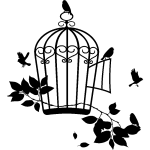 Sticker petits oiseaux sur une cage Sticker petits oiseaux sur une cage