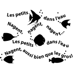 Sticker les petits poissons dans l'eau