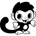 Sticker petit singe au longue queue