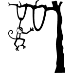 Sticker petit singe sur un arbre