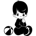 Sticker petite enfant assis et ballon Sticker petite enfant assis et ballon