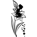 Sticker petite fe assise sur la fleur