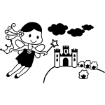 Sticker petite fe au dessus du chteau