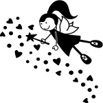Sticker petite fe volante entoure de coeur