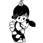 Sticker petite fille avec son nounours Sticker petite fille avec son nounours