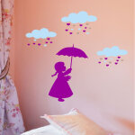 Sticker petite fille sous la pluie des c?urs
