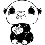 Sticker petite ours mangeant une feuille
