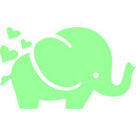 Sticker phosphorescent elephant avec des coeurs