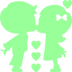 Sticker phosphorescent enfants s'embrassant avec c?urs