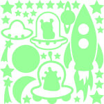Sticker phosphorescent extraterrestre en ciel