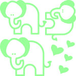 Sticker phosphorescent famille d'lphants