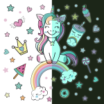 Stickers phosphorescents licorne reine des friandises