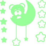 Sticker phosphorescent ours en peluche sur la lune