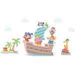 Stickers pirate à la conquête de l'île aux trésors Stickers pirate à la conquête de l'île aux trésors
