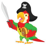 Sticker pirate un perroquet et son trésor Sticker pirate un perroquet et son trésor