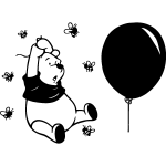 Sticker pooh, ballon parachute, abeilles Sticker pooh, ballon parachute, abeilles