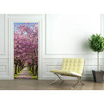 Sticker porte arbres fleuris 204 x 83 cm