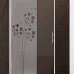 Sticker porte de douche fleurs artistiques