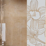 Sticker porte de douche fleur d'orchide 185x55cm