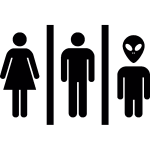 Sticker porte femme, homme et extraterrestre Sticker porte femme, homme et extraterrestre