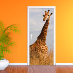 Sticker porte girafe curieuse