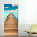 Sticker porte long ponton sur la plage