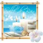Sticker porte salle de bain plage zen Sticker porte salle de bain plage zen