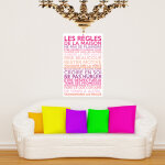 Sticker poster les règles de la maison couleurs girly Sticker poster les règles de la maison couleurs girly