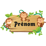 Sticker prénom personnalisable 3 singes amusants Sticker prénom personnalisable 3 singes amusants