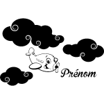 Sticker prnom personnalisable un avion dans les nuages 2