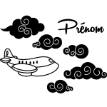 Sticker prnom personnalisable un avion dans les nuages