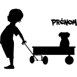 Sticker prnom personnalisable chariot