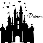 Sticker prnom personnalisable chteau de princesse 1