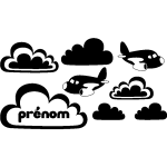 Sticker prnom personnalisable le ciel et les avions