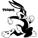 Sticker prnom personnalisable la course folle du lapin