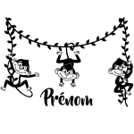 Sticker prnom personnalisable enfants 3 singes marrants
