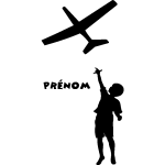 Sticker prnom personnalisable l'enfant et l'avion