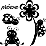 Sticker prnom personnalisable jolies petites coccinelles