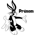 Sticker prnom personnalisable lapin content
