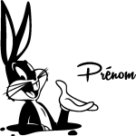 Sticker prnom personnalisable le lapin dans son terrier