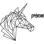 Sticker prnom personnalisable licorne en origami