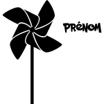 Sticker prnom personnalisable moulin  vent