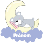 Sticker prénom personnalisable nounours au clair de la lune Sticker prénom personnalisable nounours au clair de la lune