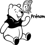 Sticker prénom personnalisable l'ourson et le papillon Sticker prénom personnalisable l'ourson et le papillon